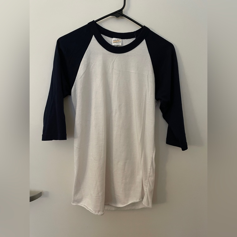 Soffe Black and White Long Sleeve Raglan Tee